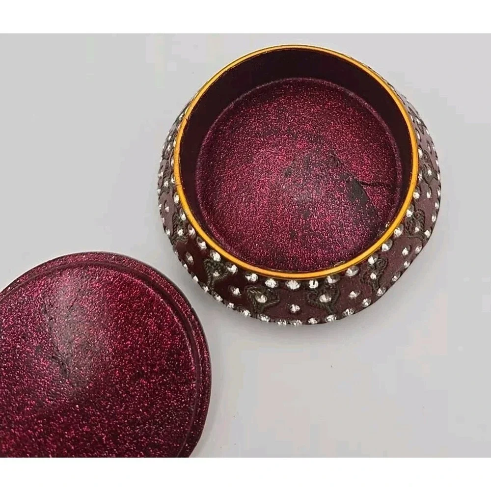 TRADITIONAL Bollywood‎ Style Rhinestone Enamel Wire Trinket Box India Design ~3